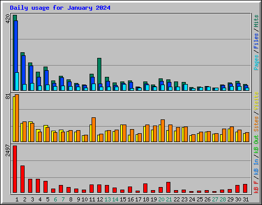 Daily usage for January 2024